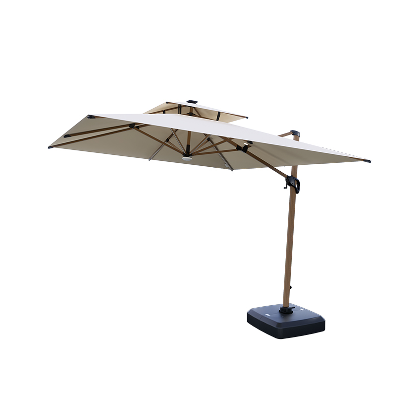 Aluminium Parasol Outdoor Garden Sunbrella Umbrella With Stand (1)