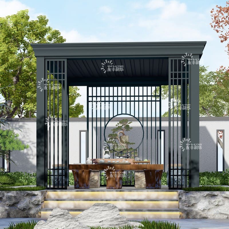 Garden Waterproof Louvered Pergola With Roof 3x3