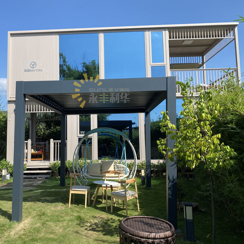Garden Waterproof Louvered Pergola With Roof 4x3 (1)