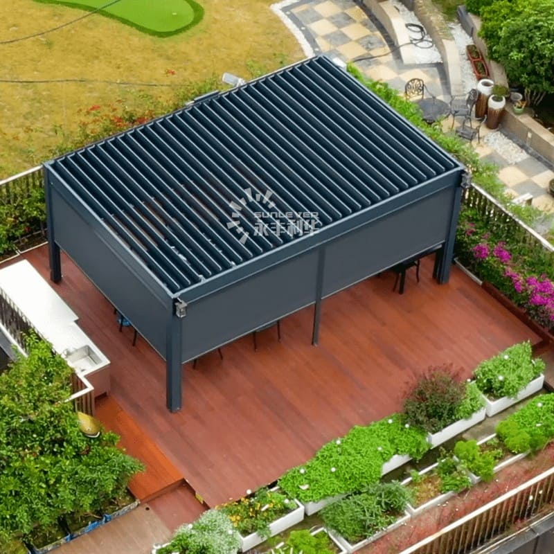 Garden Waterproof Louvered Pergola With Roof 4x6 (1)