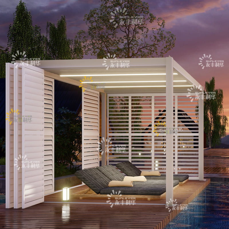 Garden Waterproof Louvered Pergola With Roof 6x5