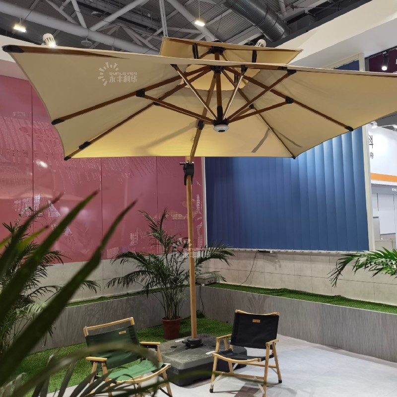 Large Outdoor Patio Umbrella With Stand And Lights (1)