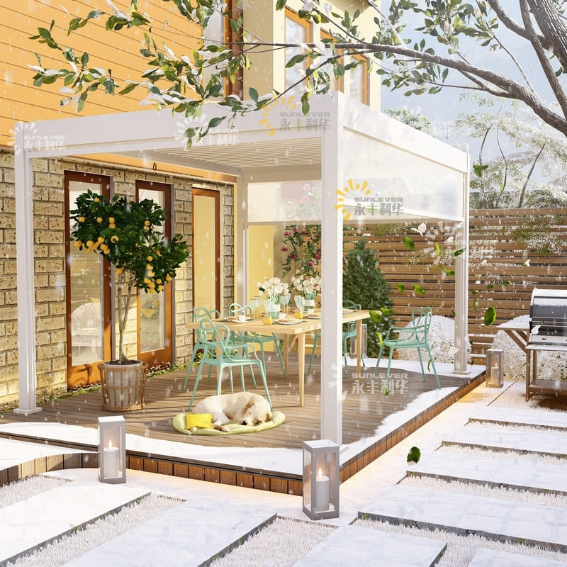Motorized Garden Aluminum Pergola With Louvered Roof (1)