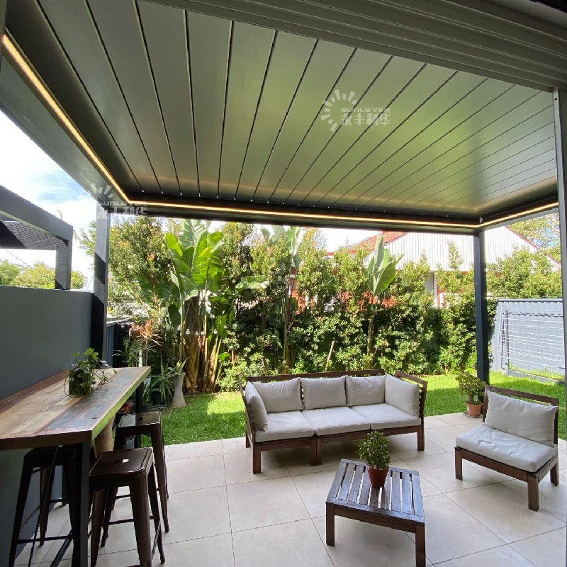 Motorized Waterproof Louvered Roofed Pergola Modern (1)