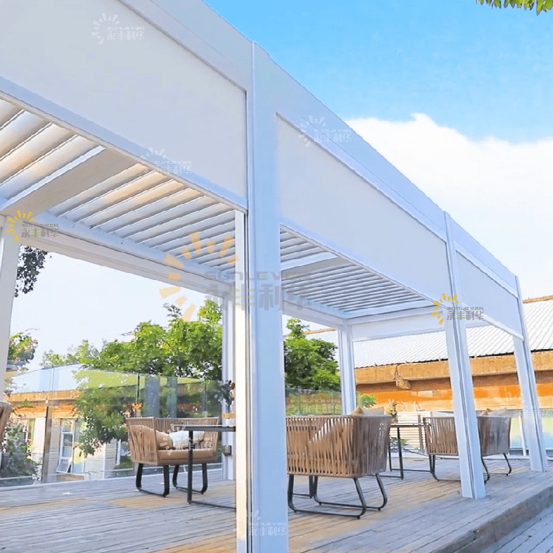 Outdoor Aluminium Motorized Louvered Roof Pergola (2)