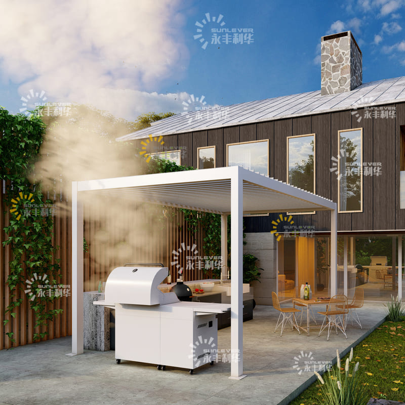 Outdoor Kitchen Modern Aluminum Louvered Pergola