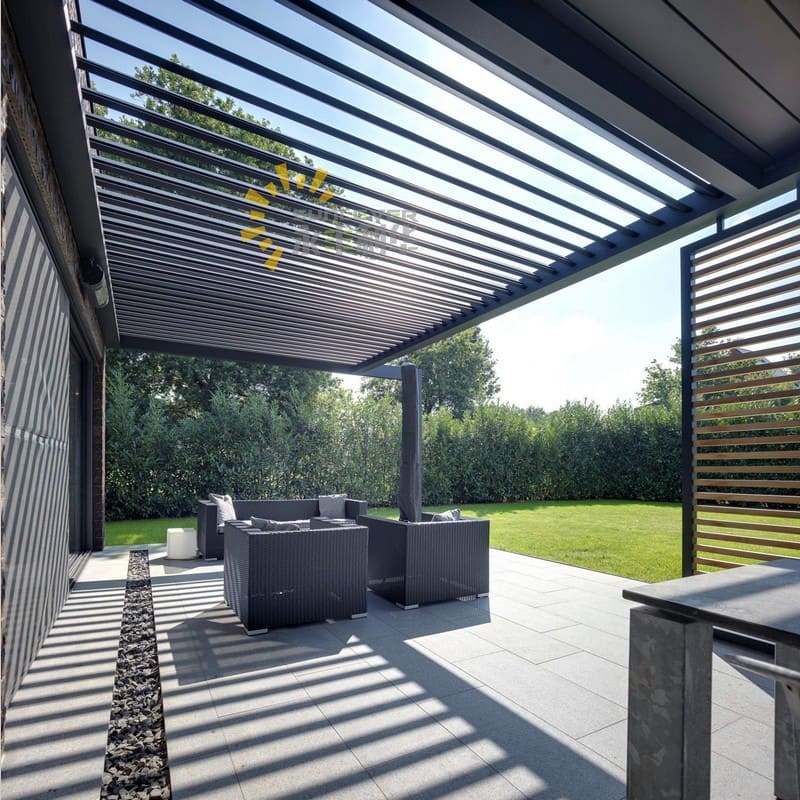 Remote Control Aluminum Pergola Attened To House